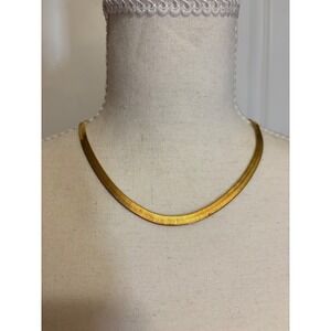 Premier Designs Herringbone Flat Necklace Gold Tone 18 inches Stamped PD
